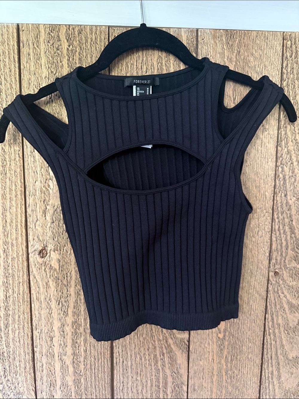 Forever 21 Black Ribbed Cutout Tank
